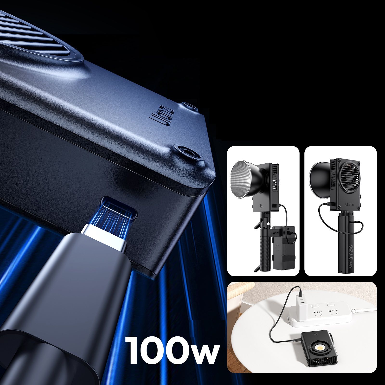 Ulanzi C01 100 W-os két színhőmérsékletű COB LED videólámpa-10
