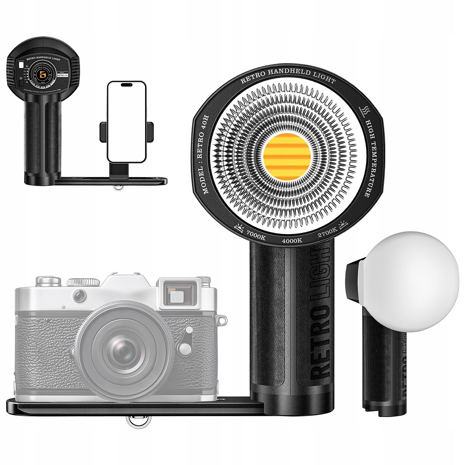 LensGo 40H retro kézi COB LED lámpa, 40 W, 2700–7000 K-12