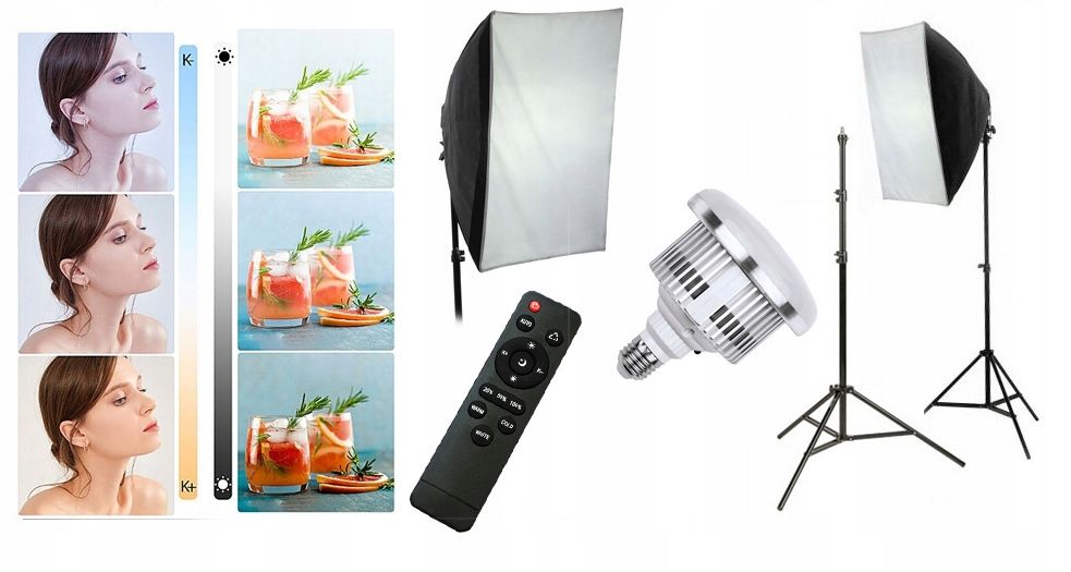 XREC LED803 200 W LED világítási készlet, 50 × 70 cm-es fényformálóval és 230 cm-es állvánnyal-0