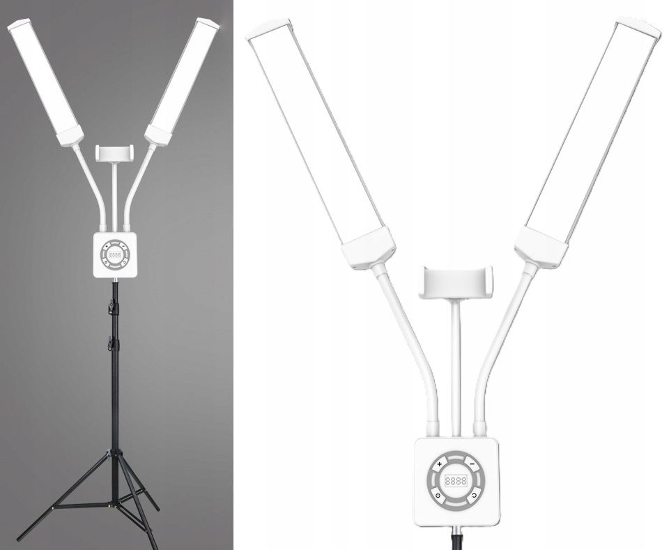 Podwójna Giętka Lampa Led Kosmetyczna Fotograficzna Video 40w + Pilot / M46 / Biały-0