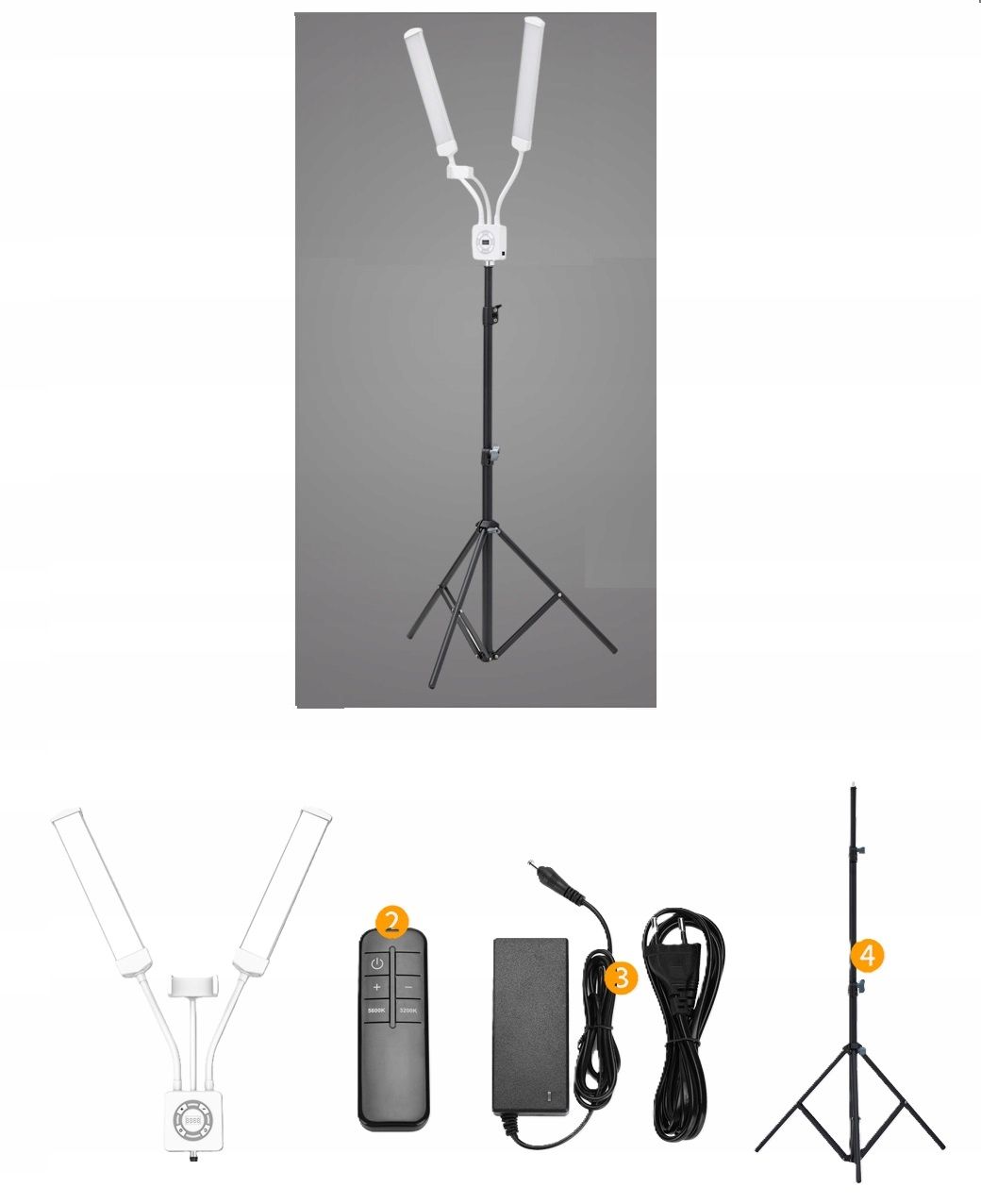 Podwójna Giętka Lampa Led Kosmetyczna Fotograficzna Video 40w + Pilot / M46 / Biały-8