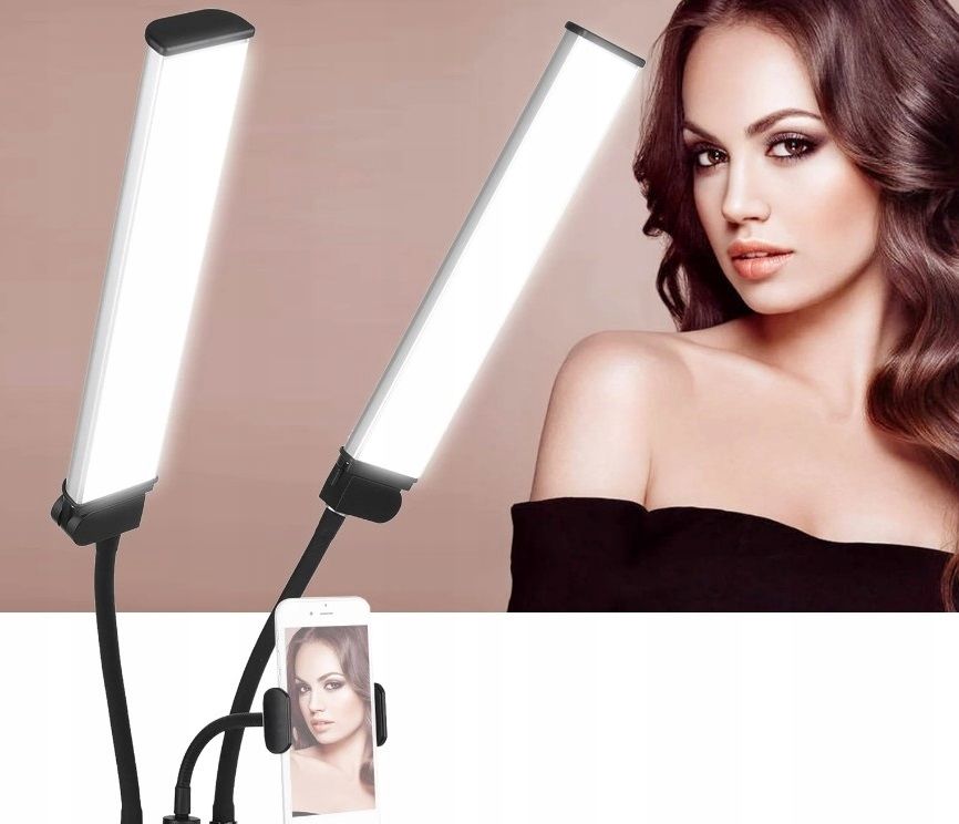 Podwójna Giętka Lampa Led Kosmetyczna Fotograficzna Video 40w + Pilot / M46 / Biały-5