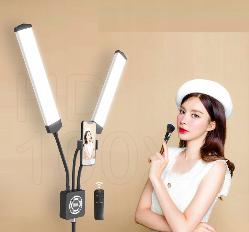 Podwójna Giętka Lampa Led Kosmetyczna Fotograficzna Video 40w + Pilot / M46 / Biały-10