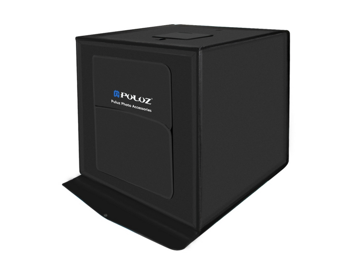 PULUZ PU5060EU LED fénydoboz 60 x 60 x 60 cm, fekete, fehér és narancssárga háttérrel-4
