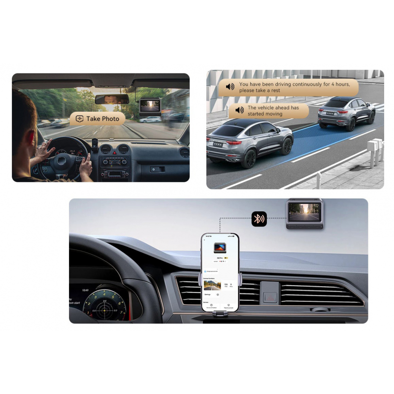 Menetrögzítő kamera + hátsó kamera DDPAI Z60 Pro 4G, 4K, Wi‑Fi, GPS, 3 hüvelykes LCD, fekete-4