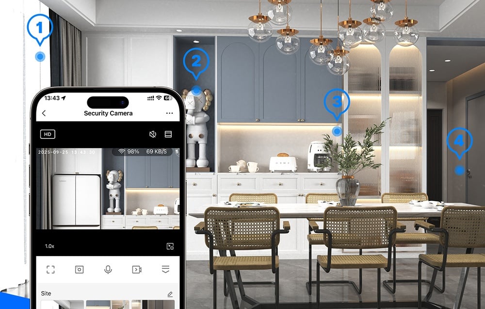 MOES WCM-P67 intelligens beltéri Wi-Fi IP-kamera, 3 MP-2