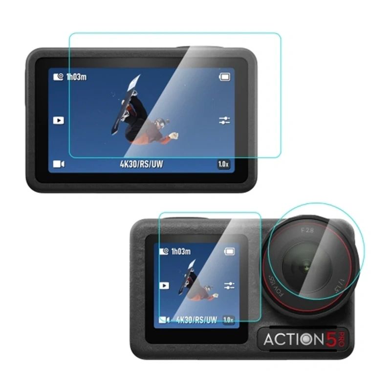 PULUZ PU958T edzettüveg védőfólia készlet DJI Osmo Action 5 Pro kamerához, átlátszó-0