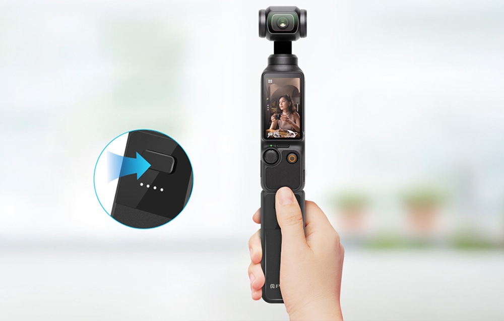 PULUZ 2800 mAh akkumulátoros markolat DJI Osmo Pocket 4 / 3-hoz, fekete-1