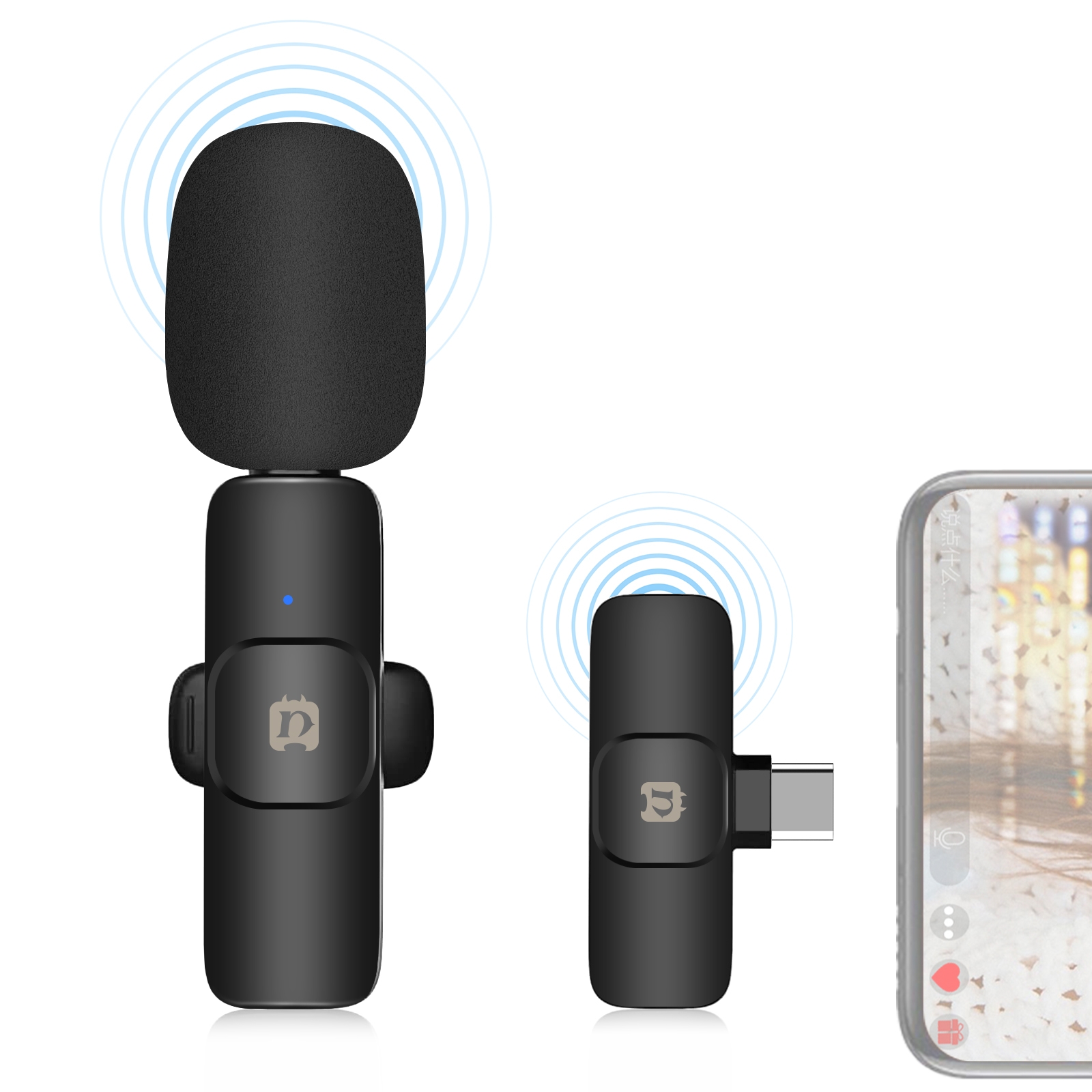 PULUZ vezeték nélküli csiptetős mikrofon, fekete USB-C-1