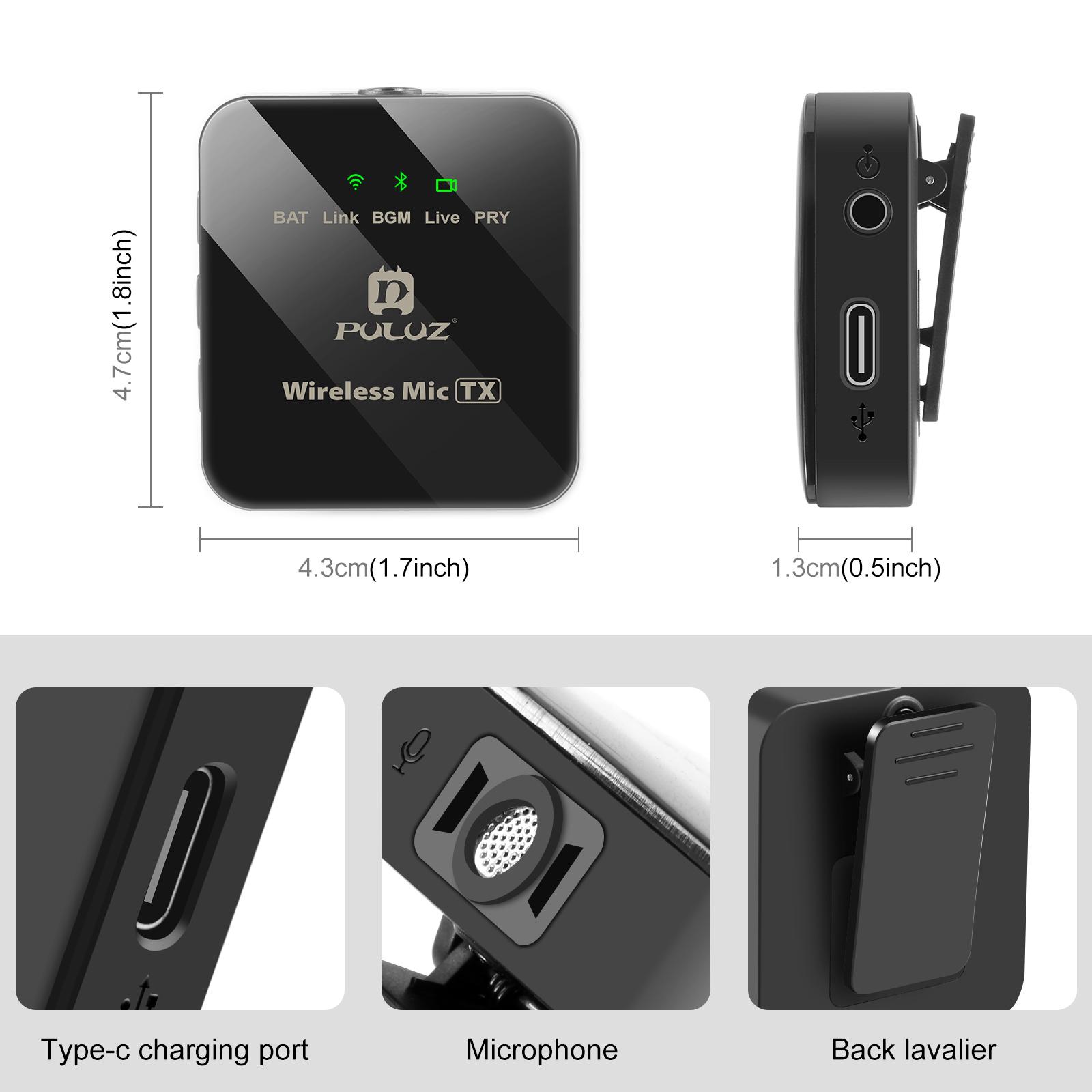 PULUZ USB-C vezeték nélküli csíptetős mikrofon USB-C eszközökhöz-9