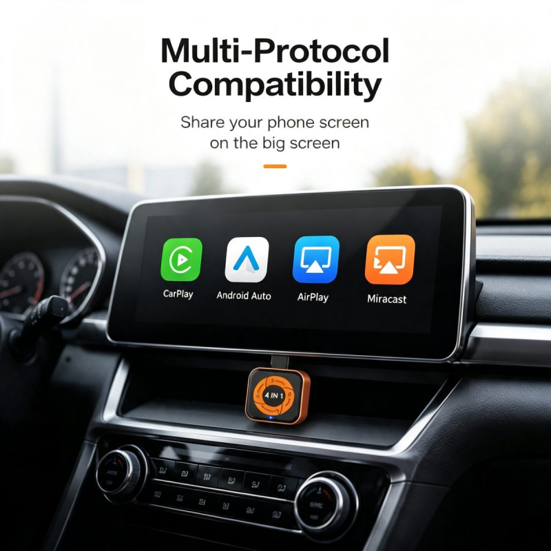 Carlinkit Mini Ultra6 vezeték nélküli CarPlay és Android Auto adapter, fekete-narancssárga-1