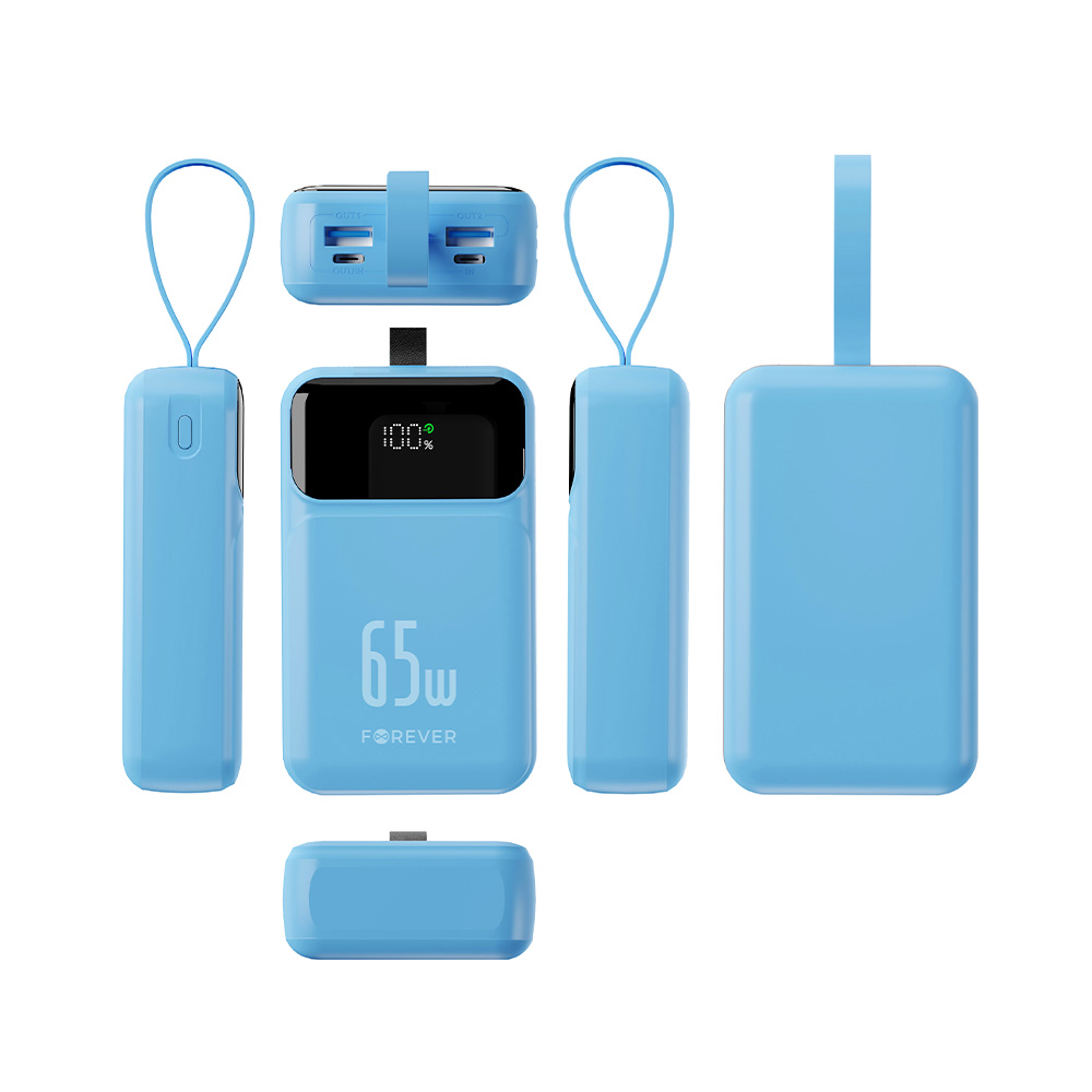 Forever Vibe-TB65 65 W-os 20 000 mAh-s külső akkumulátor, égszínkék powerbank-1