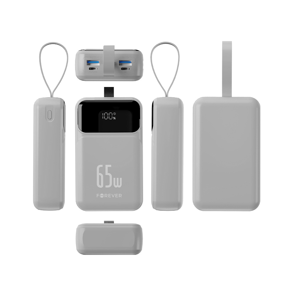 Forever Vibe-TB65 PD QC 65 W 20 000 mAh ezüst külső akkumulátor powerbank-1