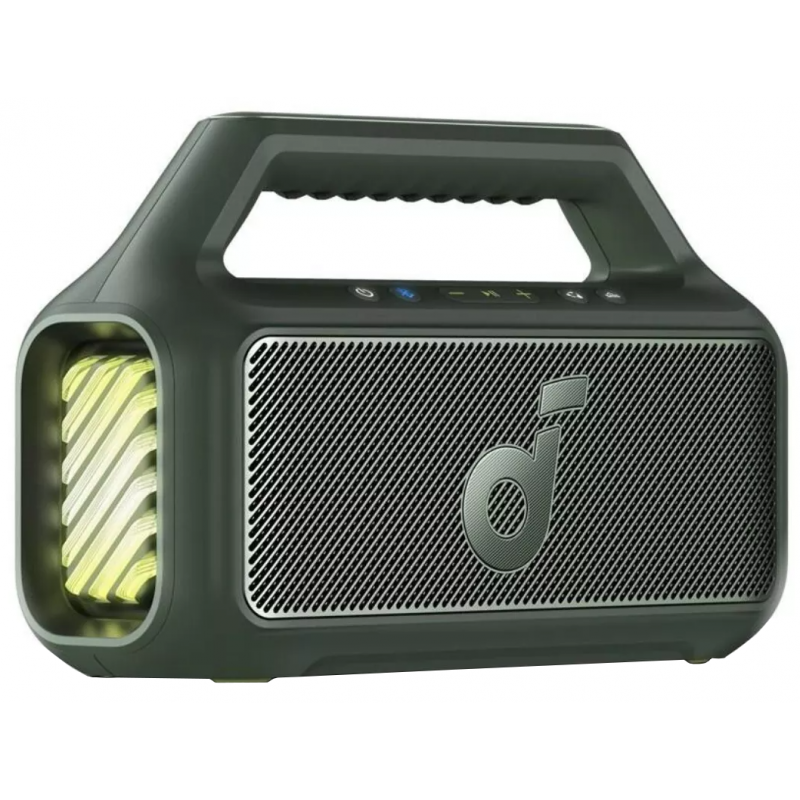 Anker SoundCore Boom 2 új verzió vezeték nélküli hangszóró, 80 W, valódi vezeték nélküli sztereó, színváltós fény, vízálló, zöld A3138062-0