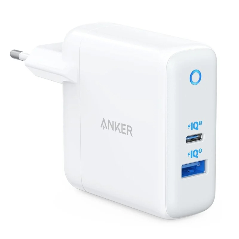 Anker PowerPort PD+ 2 35 W-os, 3 A-es fali töltő, 1 x USB-A – 1 x USB-C, fehér A2636G21-0