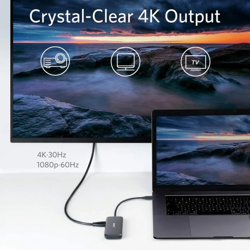 USB-C Hub Anker, 2 x USB-A 3.0 - 1 x HDMI - 1 x SD - 1 x microSD, Black A8334HA1-4