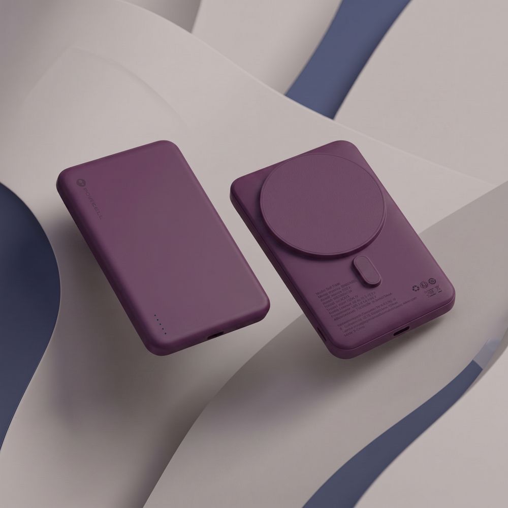 Forcell F-Energy Slim F5K9 MagSafe-kompatibilis vezeték nélküli külső akkumulátor 5000 mAh, cseresznyepiros powerbank-3