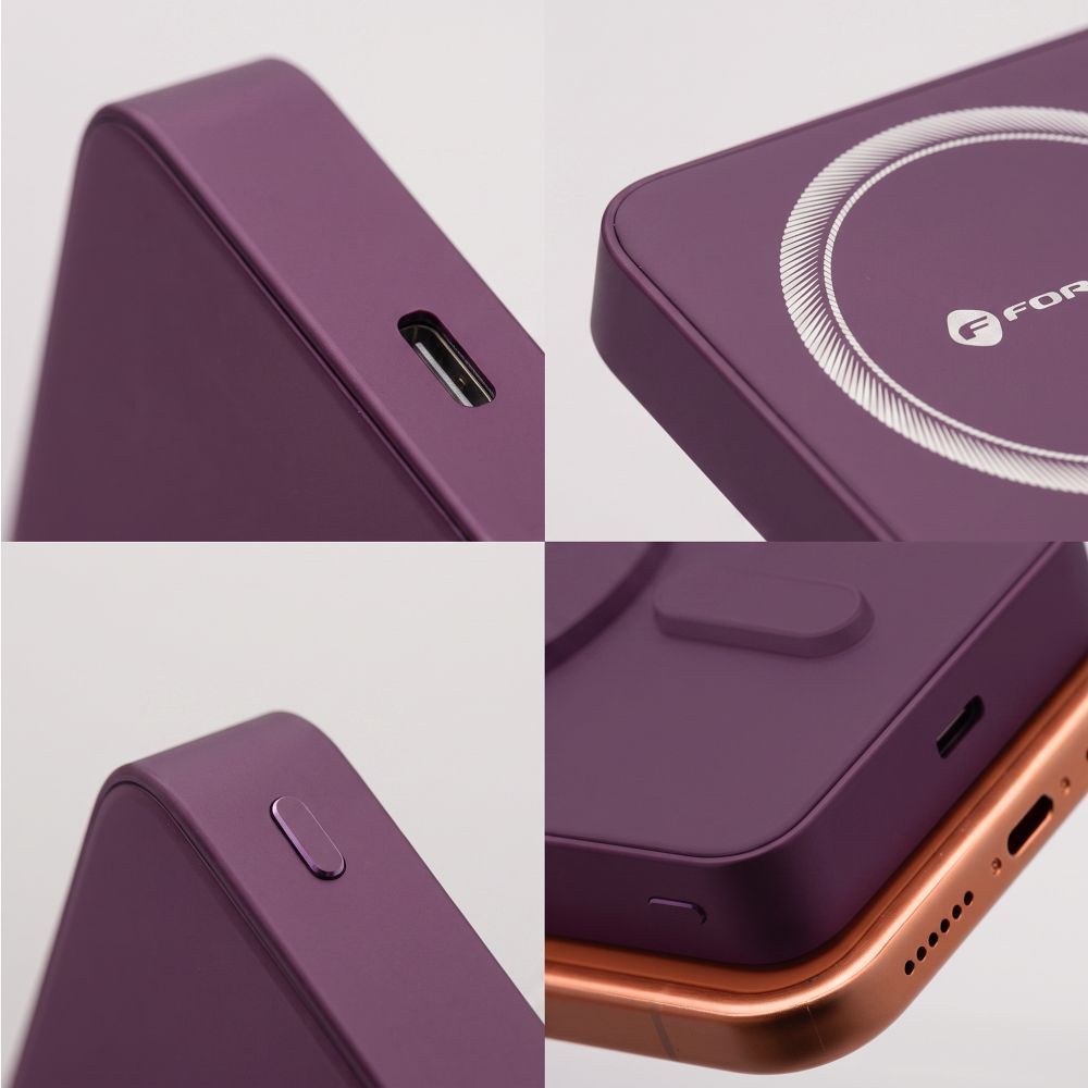 MagSafe-kompatibilis Forcell F-Energy SuperSlim F10K8 gyorstöltős külső akkumulátor 4.0 PD3.0 15 W 10000 mAh cseresznye powerbank-6
