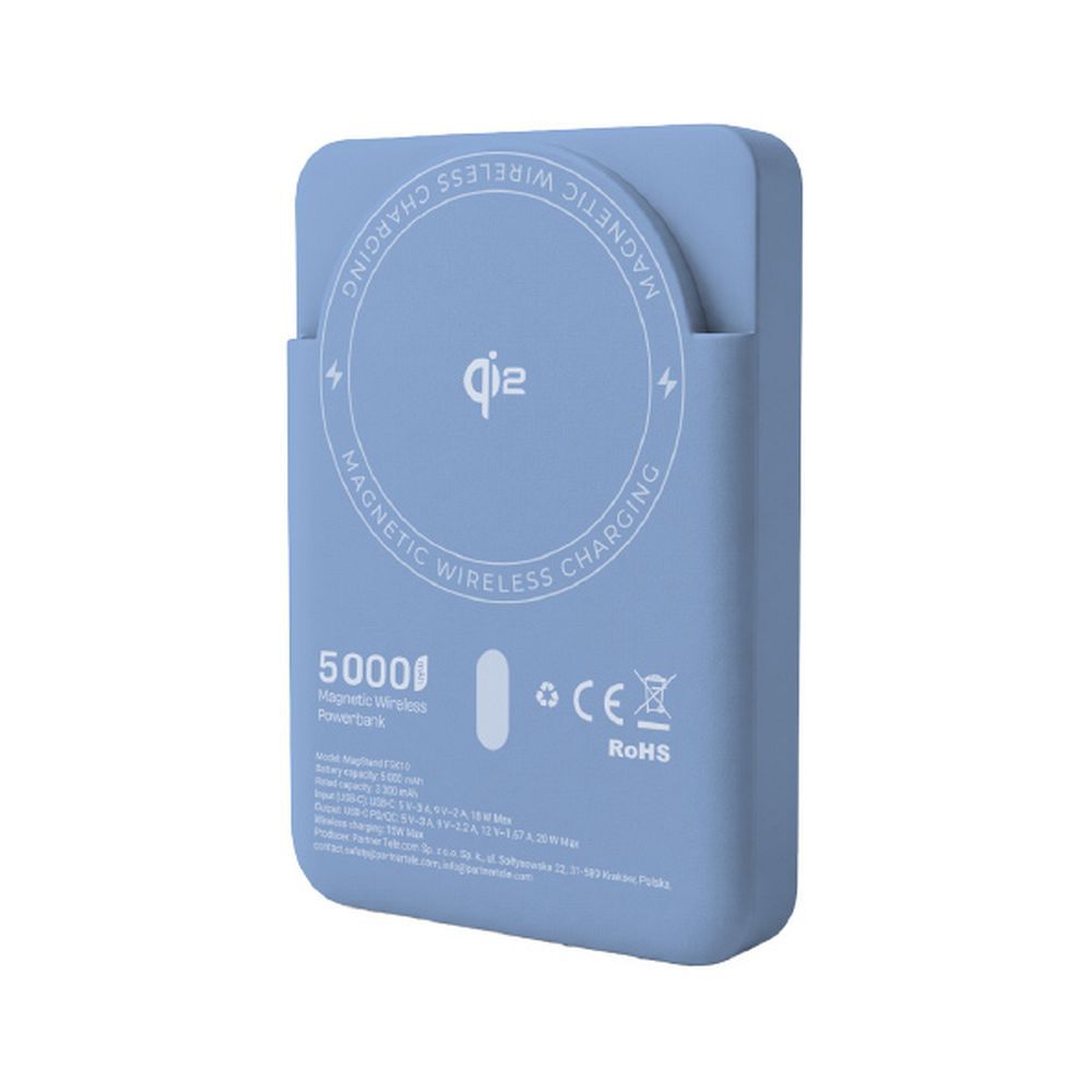 MagSafe-kompatibilis Forcell F-Energy MagStand Qi2 F5K10 QC3.0 PD3.0 20 W 5000 mAh fehér külső akkumulátor powerbank-1