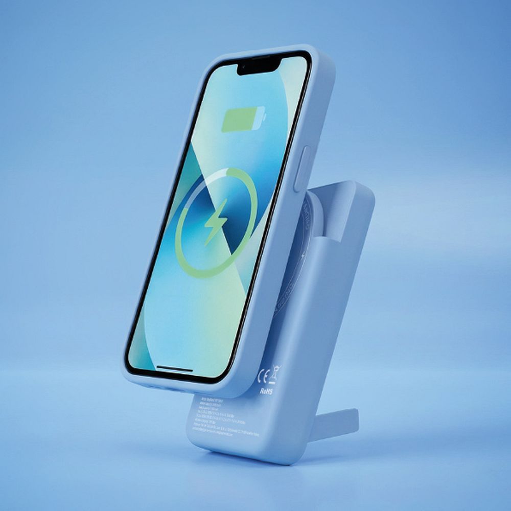 MagSafe-kompatibilis Forcell F-Energy MagStand Qi2 F5K10 QC3.0 PD3.0 20 W 5000 mAh fehér külső akkumulátor powerbank-2