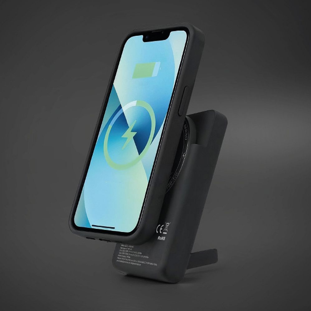 Forcell F-Energy MagStand Qi2 F5K10 fekete mágneses külső akkumulátor 5000 mAh, 20 W powerbank-2