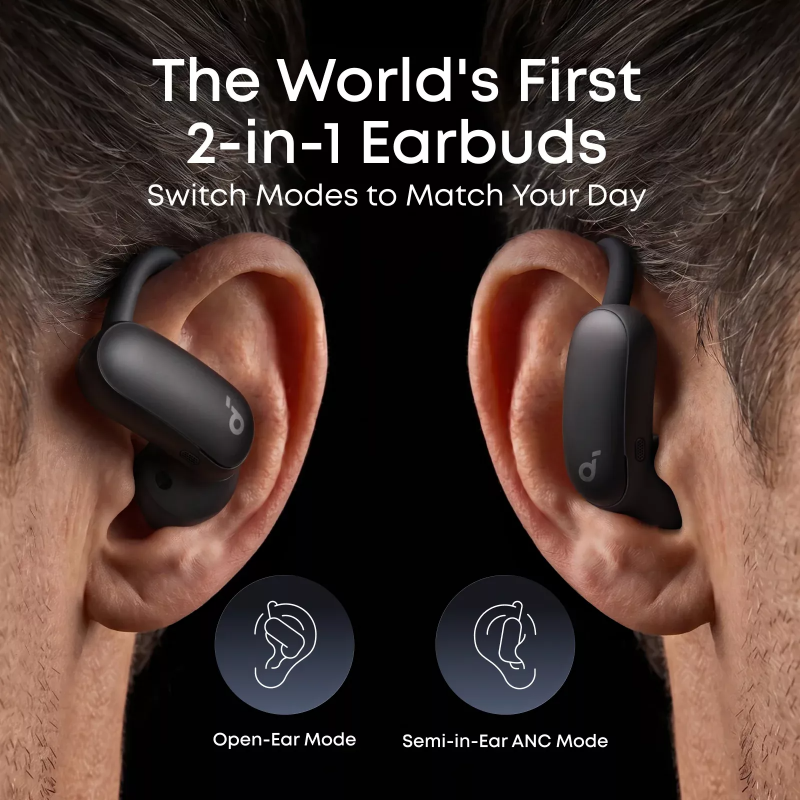 Anker SoundCore AeroFit 2 Pro vezeték nélküli nyitott fülhallgató, fekete A3875G11-1