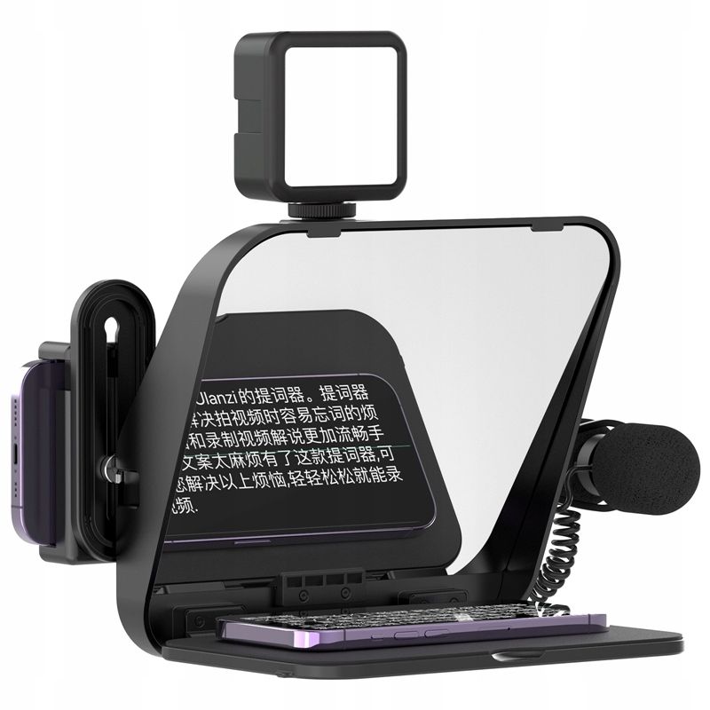 Ulanzi RT02 teleprompter kamerához, telefonhoz és laptophoz Bluetooth távirányítóval, fekete-szürke-12