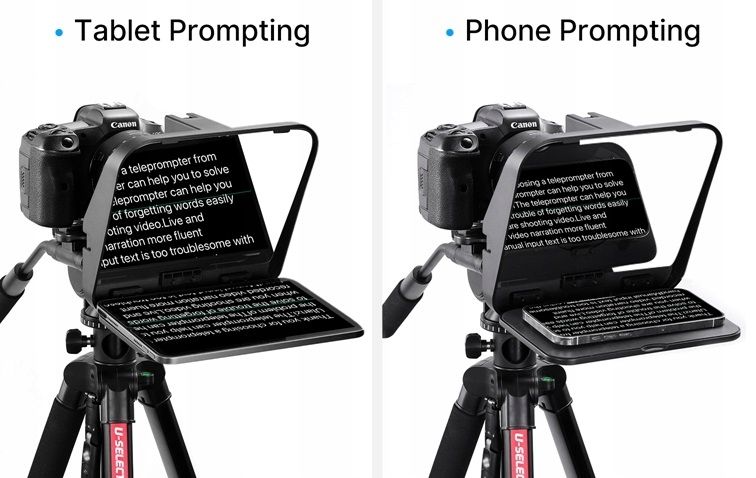 Ulanzi RT02 teleprompter kamerához, telefonhoz és laptophoz Bluetooth távirányítóval, fekete-szürke-8