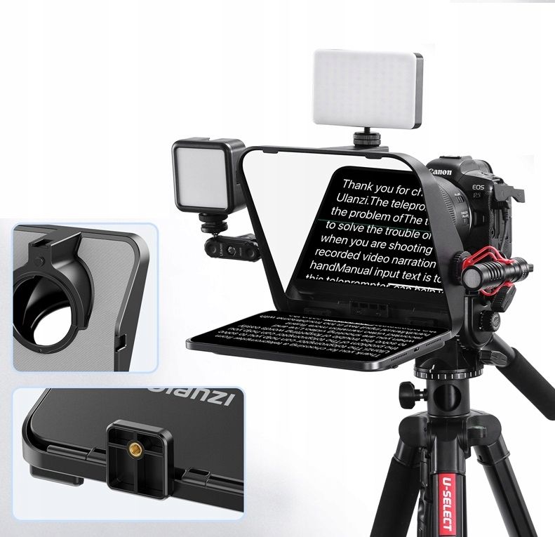 Ulanzi RT02 teleprompter kamerához, telefonhoz és laptophoz Bluetooth távirányítóval, fekete-szürke-6