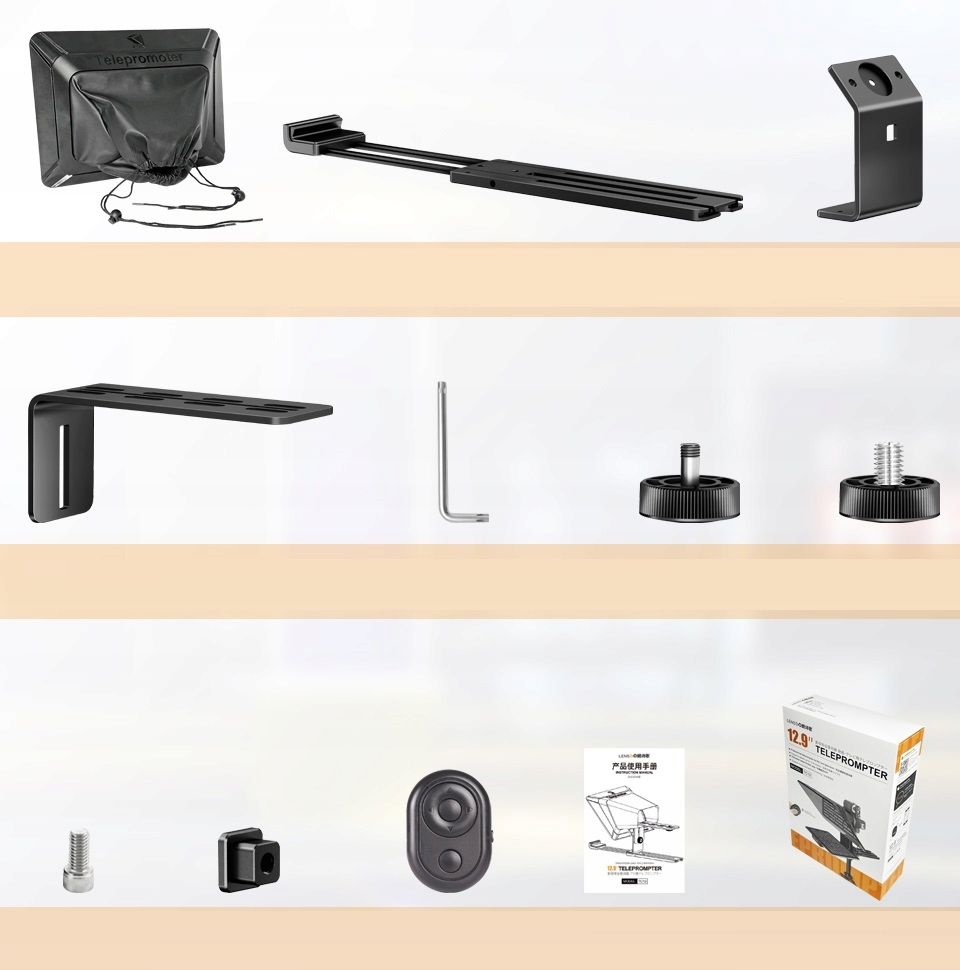 LensGo TC12 teleprompter táblagépekhez és fényképezőgépekhez 12,9 hüvelykig távirányítóval, fekete-12