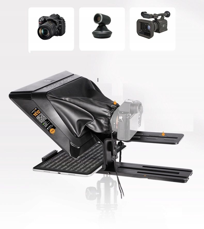 LensGo TC12 teleprompter táblagépekhez és fényképezőgépekhez 12,9 hüvelykig távirányítóval, fekete-9