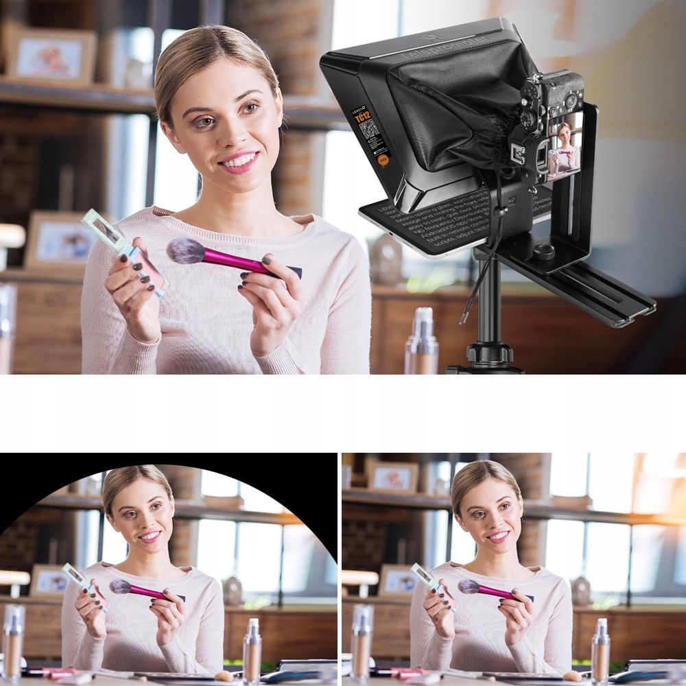 LensGo TC12 teleprompter táblagépekhez és fényképezőgépekhez 12,9 hüvelykig távirányítóval, fekete-4