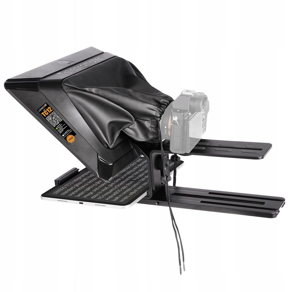 LensGo TC12 teleprompter táblagépekhez és fényképezőgépekhez 12,9 hüvelykig távirányítóval, fekete-14