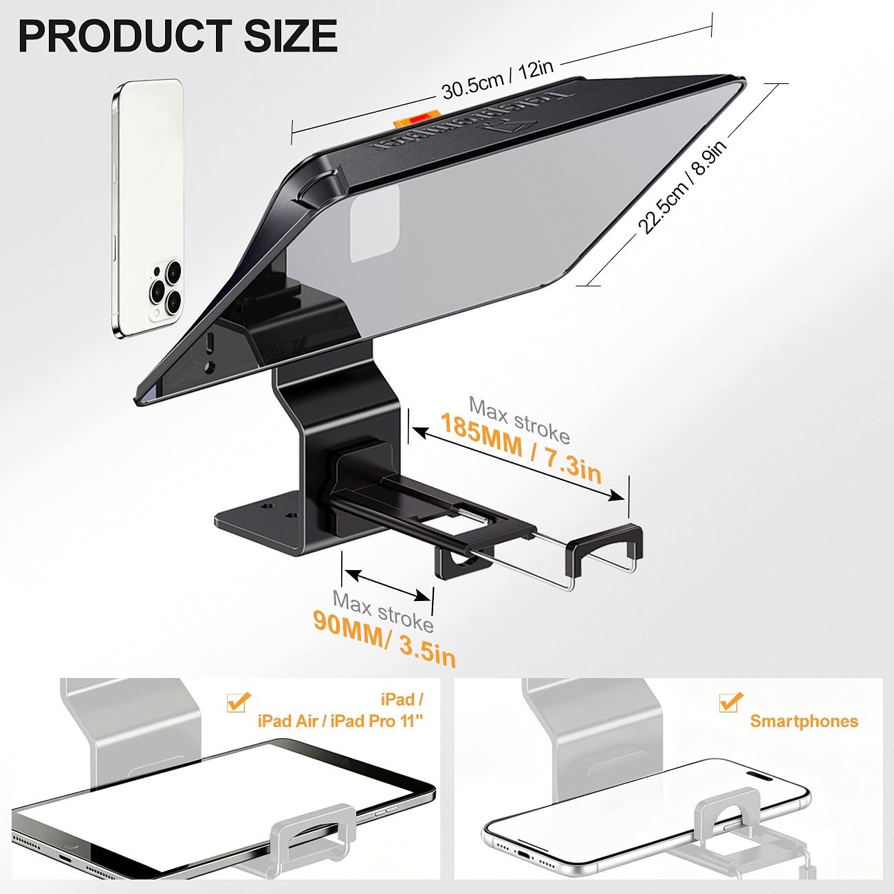 LensGo TC12P teleprompter telefonokhoz és táblagépekhez 12,9