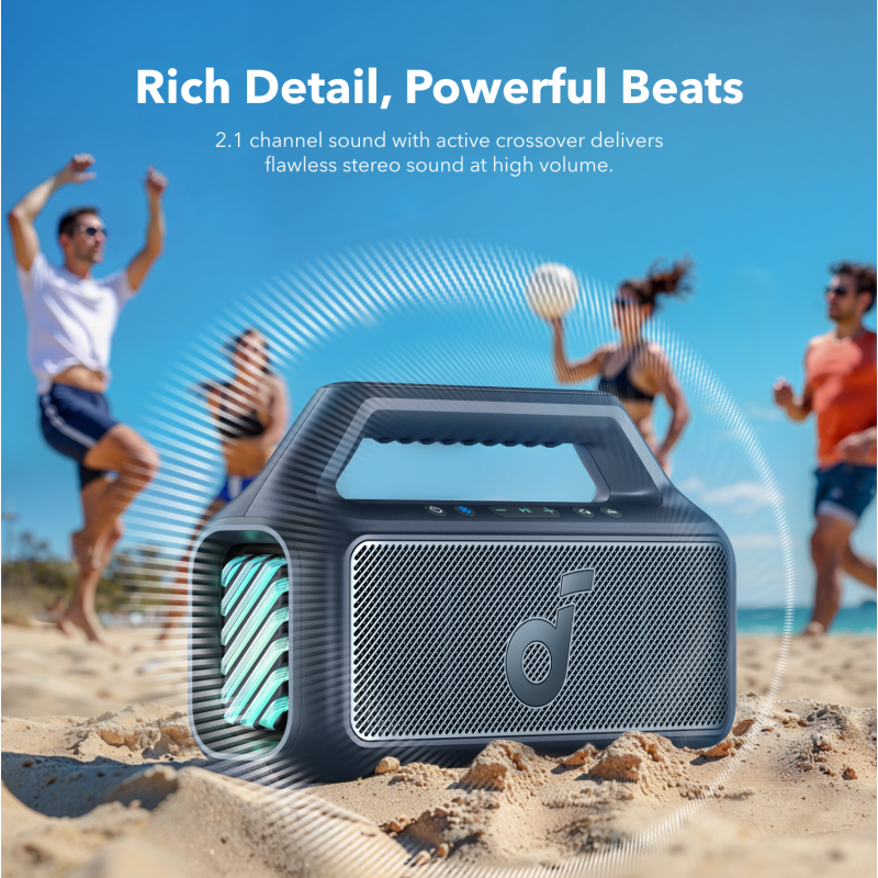 Anker SoundCore Boom 2 New Version kék Bluetooth-hangszóró, 80 W, TWS, RGB (A3138032)-4