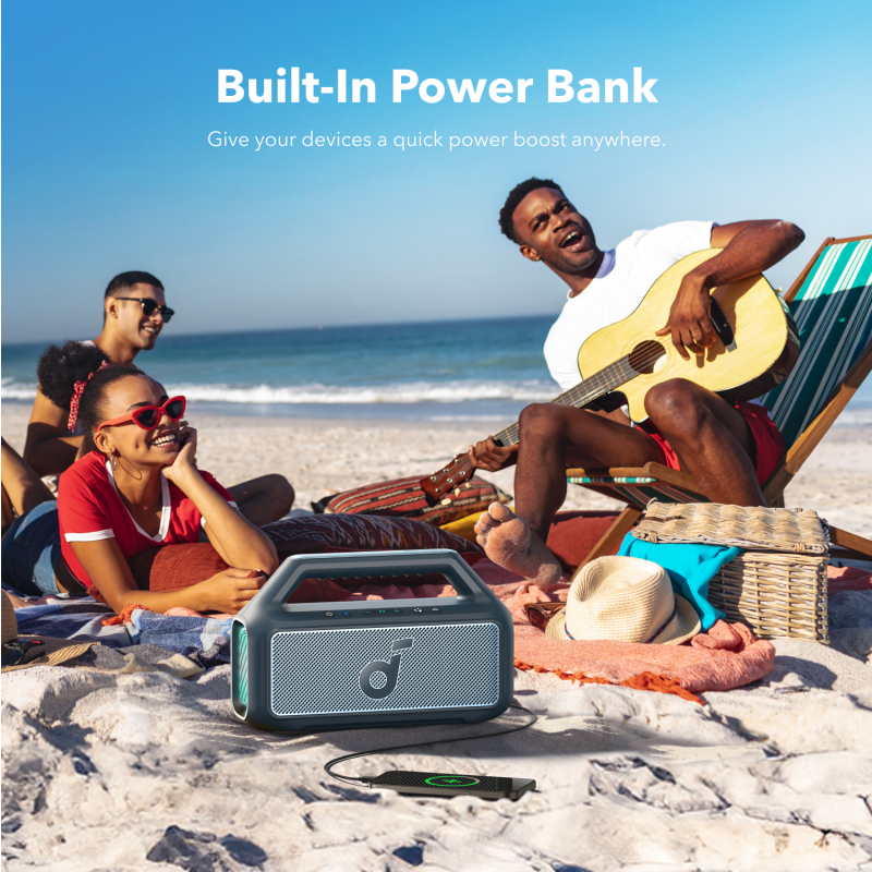 Anker SoundCore Boom 2 New Version kék Bluetooth-hangszóró, 80 W, TWS, RGB (A3138032)-5