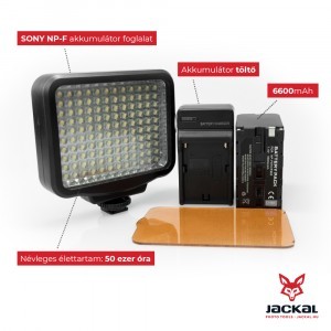 Jackal LED-5009 led panel, videólámpa 5500K F970 akkumulátorral és töltővel