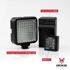 Jackal LED-1072 led panel, videólámpa akkumulátorral és töltővel-0