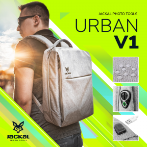 Jackal Urban V1 USB-s laptop hátizsák, hátitáska - Szürke-3