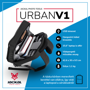 Jackal Urban V1 USB-s laptop hátizsák, hátitáska - Szürke-2