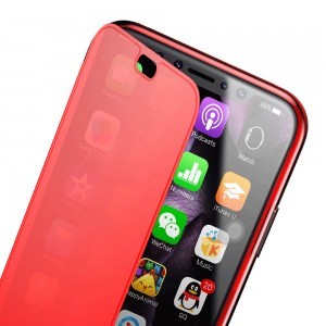 Baseus Touchable TPU piros iPhone X/XS tok flippes üvegfóliával