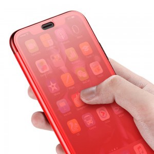Baseus Touchable TPU piros iPhone X/XS tok flippes üvegfóliával