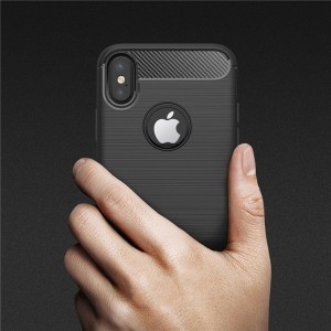 Szénszál mintájú TPU tok iPhone X fekete színben