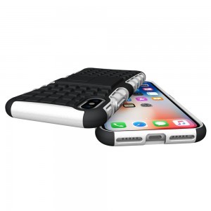 iPhone X/XS Fokozott védelmet nyújtó 2 részes tok kihajtható támasszal fehér színben