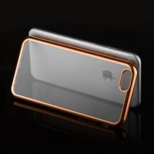 IPhone X/XS Áttetsző vékony tok metál színű csillogó kerettel arany színben