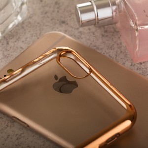 IPhone X/XS Áttetsző vékony tok metál színű csillogó kerettel arany színben