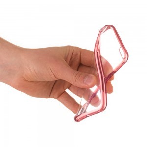 Áttetsző vékony tok metál színű csillogó kerettel iPhone X pink színben