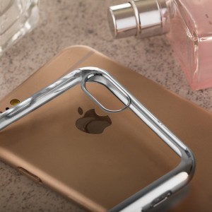 Áttetsző vékony tok metál színű csillogó kerettel iPhone X ezüst színben