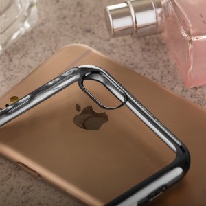 Áttetsző vékony tok metál színű csillogó kerettel iPhone X fekete színben