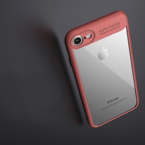 IPAKY Frame áttetsző TPU tok iphone 7/8 piros színű kerettel